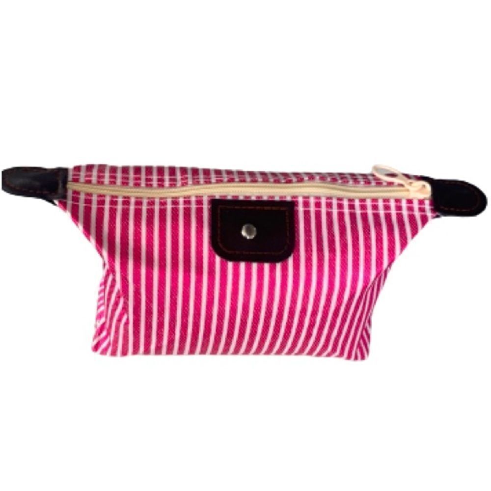 Pink & White Cosmetics Toiletries Makeup Organizer Storage Travel Pouch Case Bag